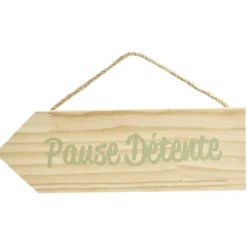 Pancarte en bois à suspendre avec message L30xH10cm