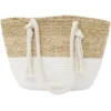 Panier de plage jacinthe d'eau tressée beige et crème 48x15xH27cm