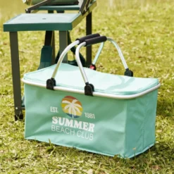 Panier fraîcheur isotherme 20L pliable alu et tissu vert 48x27xH24cm