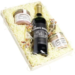 Panier gourmand 1 bouteille vin rouge/2 pâtés/2 papillotes chocolat