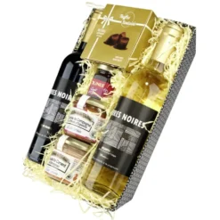 Panier gourmand Noël garni 2 bouteilles de vin 2 pâtés avec truffes et confit