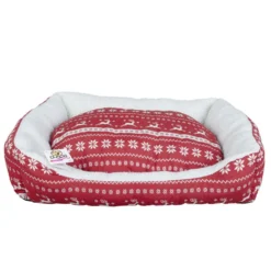 Panier pour chien motif Noël rouge
