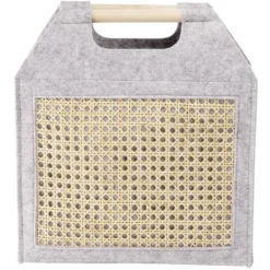 Panière feutrine et bambou grise Petit modèle 37x10,5xH33,5cm
