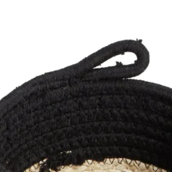 Panière naturelle jacinthe d'eau coton beige et noir Ø15xH12cm