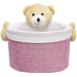 Panière ronde avec peluche animal Ø15 x H.14 cm