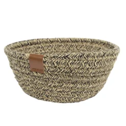 Panière ronde coton tressé marron Ø16xH7cm
