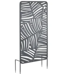 Panneau décoratif feuillage ajouré métal noir 50x90cm