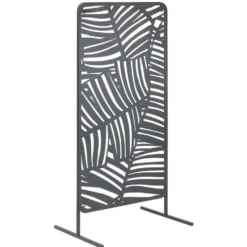 Panneau décoratif feuillage ajouré métal noir 50x90cm
