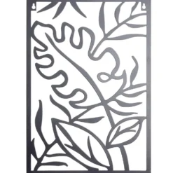 Panneau décoratif mural en métal noir motif feuillage 28xH40cm