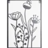 Panneau décoratif mural en métal noir motif floral 28xH40cm