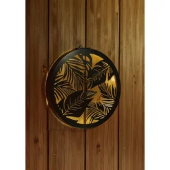 Panneau décoratif solaire 25LED rond en fer noir Ø40cm