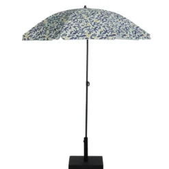 Parasol centré inclinable Sun Ø160xH195cm acier et polyester motif algue