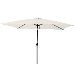 Parasol centré Tiago inclinable à manivelle beige 300x200xH245cm