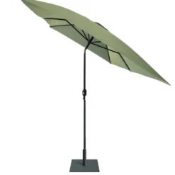 Parasol centré Tiago rectangulaire inclinable à manivelle vert sauge 300x200xH245cm