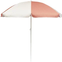 Parasol de plage Funky blanc et corail Ø160xH195cm