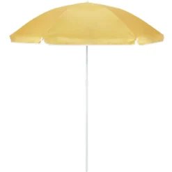 Parasol de plage UPF 50+ toile colorée Ø140xH175cm (2 modèles bleu ou jaune)