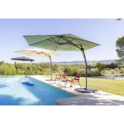Parasol déporté Malaga Ø345xH245cm taupe
