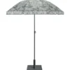 Parasol rond centré inclinable Sun motif feuillage vert UPF30+ Ø160xH195cm
