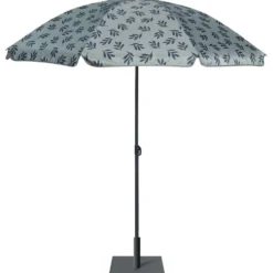 Parasol Sun imprimé feuillage noir et vert-gris Ø160xH195cm