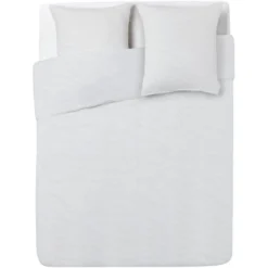 Parure de lit 2 personnes 220x240cm blanc finition bouton