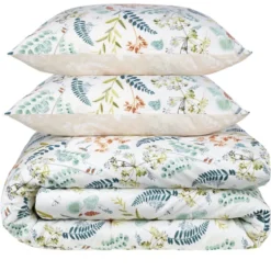Parure de lit 2 personnes 240x220cm coton fleuri (2 modèles)