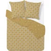 Parure de lit 2 personnes 200x200cm polycoton carreau de ciment marron