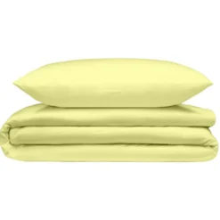 Parure de lit 1 personne 140x200cm avec taie polyester uni jaune