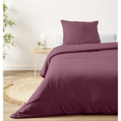 Parure de lit 1 personne 140x200cm microlavée unie (3 modèles)