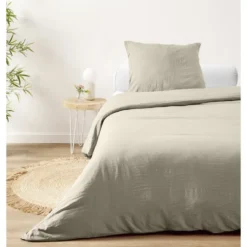 Parure de lit 1 personne 140x200cm microlavée unie (3 modèles)