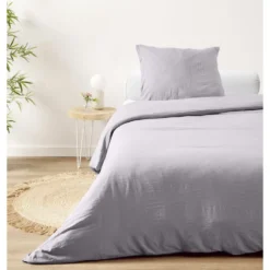 Parure de lit 1 personne 140x200cm microlavée unie (3 modèles)