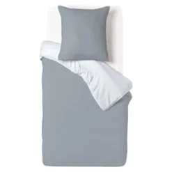 Parure de lit 1 personne 140x200cm uni à glissière 2 pièces (2 modèles)