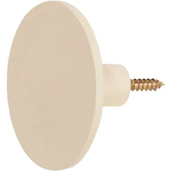 Patère murale ronde beige polyrésine Ø8cm