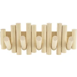 Patère rabattable en bois 5 crochets L38xH16cm