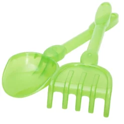 Pelle et râteau de plage plastique pailleté L30cm (3 modèles)