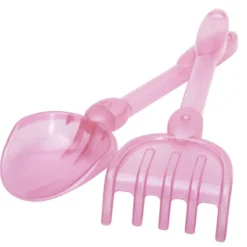 Pelle et râteau de plage plastique pailleté L30cm (3 modèles)