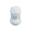 Pelote de fil à tricoter chenille blanc et bleu 120m