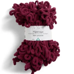 Pelote fil à tricoter 9m effet chenille polyester rouge bordeaux 100g