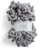 Pelote fil à tricoter 9m effet chenille polyester gris clair 100g