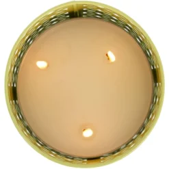 Photophore en métal jaune avec 2 bougies à la citronnelle 3 mèches 12H