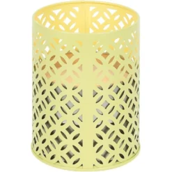 Photophore en métal jaune avec 2 bougies à la citronnelle 3 mèches 12H