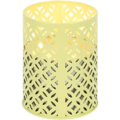 Photophore en métal jaune avec 2 bougies à la citronnelle 3 mèches 12H