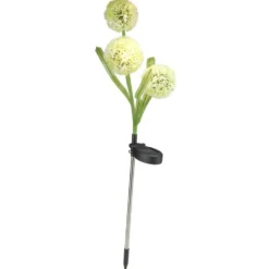 Pic solaire 3 fleurs LED blanc chaud H70cm