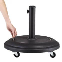 Pied de parasol rond en béton revêtement plastique noir 25 kg