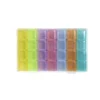 Pilulier 1 mois 28 compartiments rectangulaire plastique bleu 10,5x17,4cm