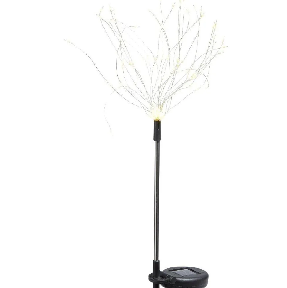 Pique solaire effet feu d'artifice 90 LED blanc chaud