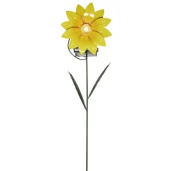 Piquet solaire forme fleur métal coloré LED blanc chaud H40cm (3 modèles)
