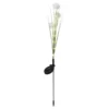 Piquet solaire tiges herbes avec pompons blancs 22LED blanc chaud H76cm