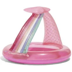 Piscinette gonflable enfant ombrelle sirène rose Ø100xH83cm