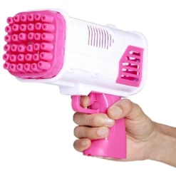 Pistolet à bulles bazooka 36 buses plastique rose