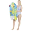 Planche bodyboard gonflable Funky motif palmier bleu et jaune 56x98cm